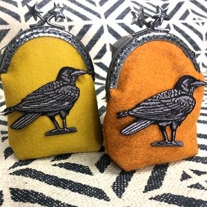 Hand Crafted Coin Purse/ Raven Crow Coin Purse / Gifts for Her