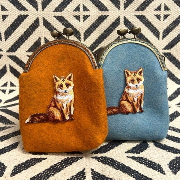 Hand Crafted Coin Purse/ Embroidery Fox Coin Purse / Gifts for Her