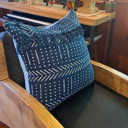 Indigo African Mud Cloth Pillow Cover Authentic Mudcloth Etsy