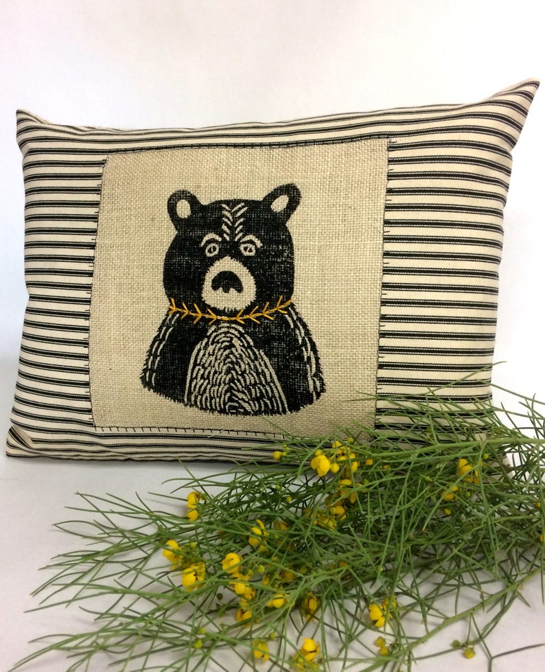 Bear Throw Pillow // Black Bear Throw Pillow // Animal Throw Etsy
