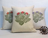 Succulent Throw Pillow // Decorative Succulent Print Cushion // Your Choice of Flower Color