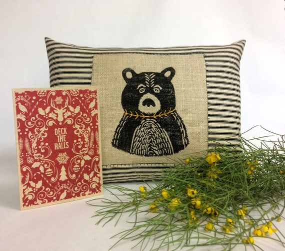 Bear Throw Pillow Black Bear Throw Pillow Animal Throw Etsy