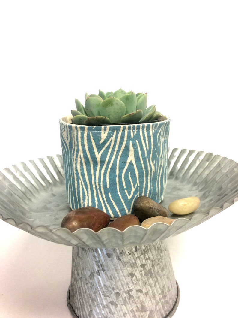 4 Wood Grain Print Succulent / Plant Pot Blockprinted ...