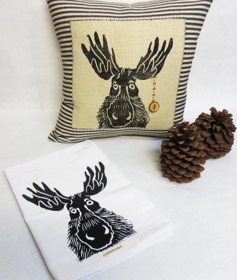 Moose Throw Pillow Woodland Rustic Moose Pillow Moose Etsy