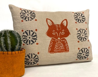Bear Fox or Rabbit Print Linen Pillow -