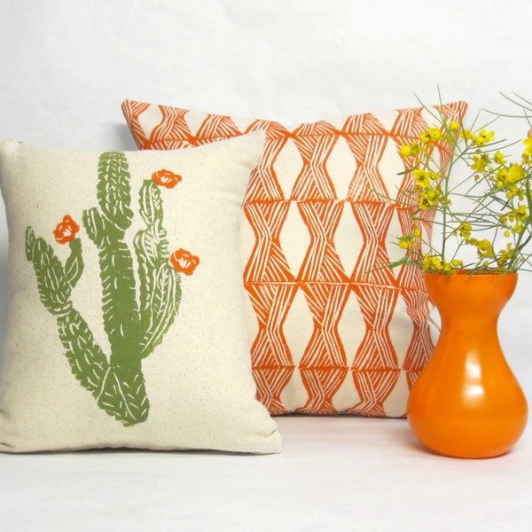 Decorative Geometric Pillows - Orange Decorative Tribal Pillows / Birthday Gift Idea / Home Decor