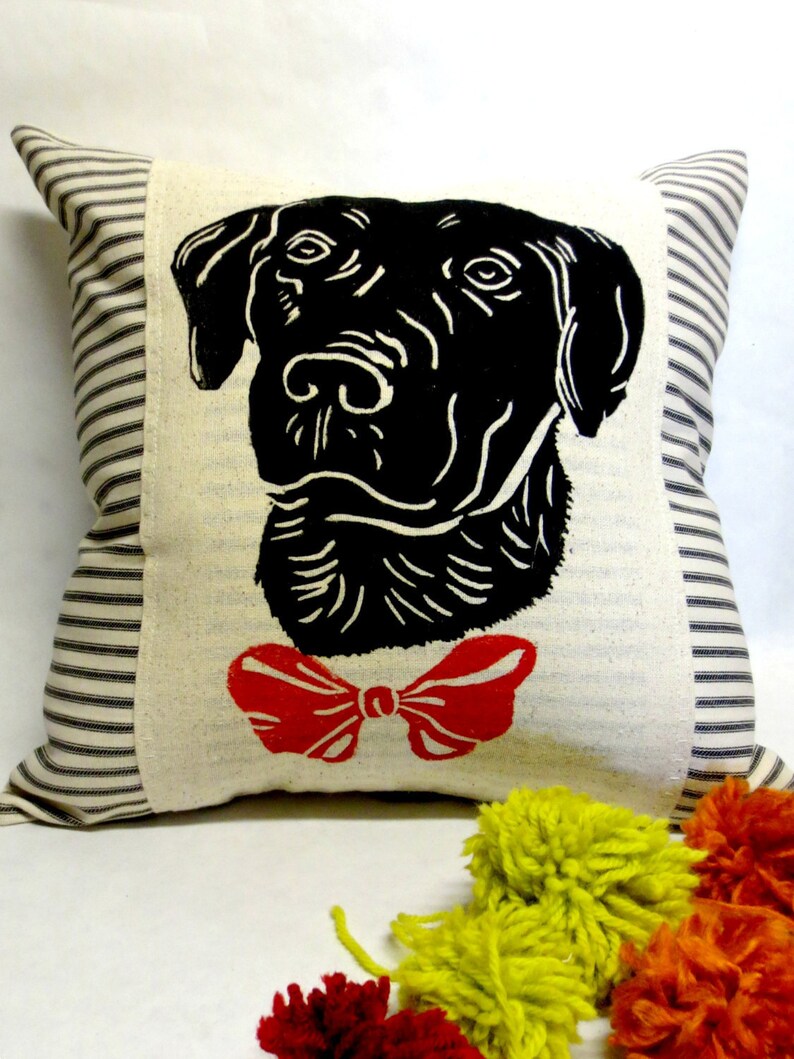 Black Lab Pillow Labrador Retriever Black Lab Print Decorative Pillow, Lab Dog Printed Pillow, Pet Portrait Print Pillow, Birthday Gift image 2