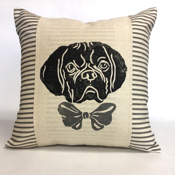 Puggle Pillow, Dog Print Pillow /  Birthday Gift Idea / Dog Mom Gift / Dog Dad Gift