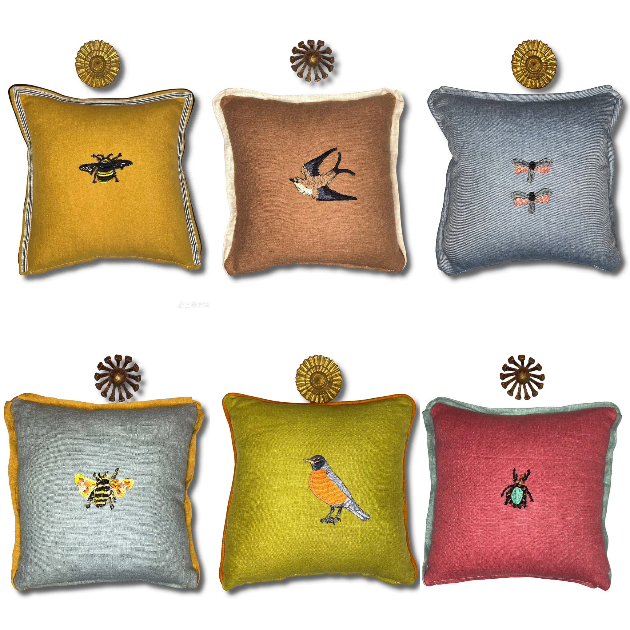 Lot de 2 Housses de Coussin 40x40 cm Motif Papillon Avizar Multicolore