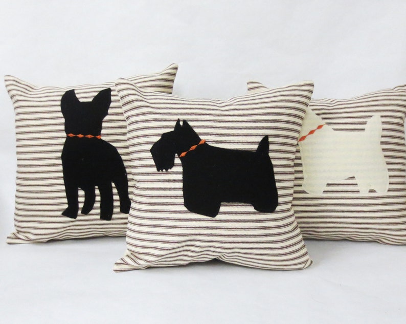 Shown in 14”x14” and includes black Scottie, black frenchie and only Westie