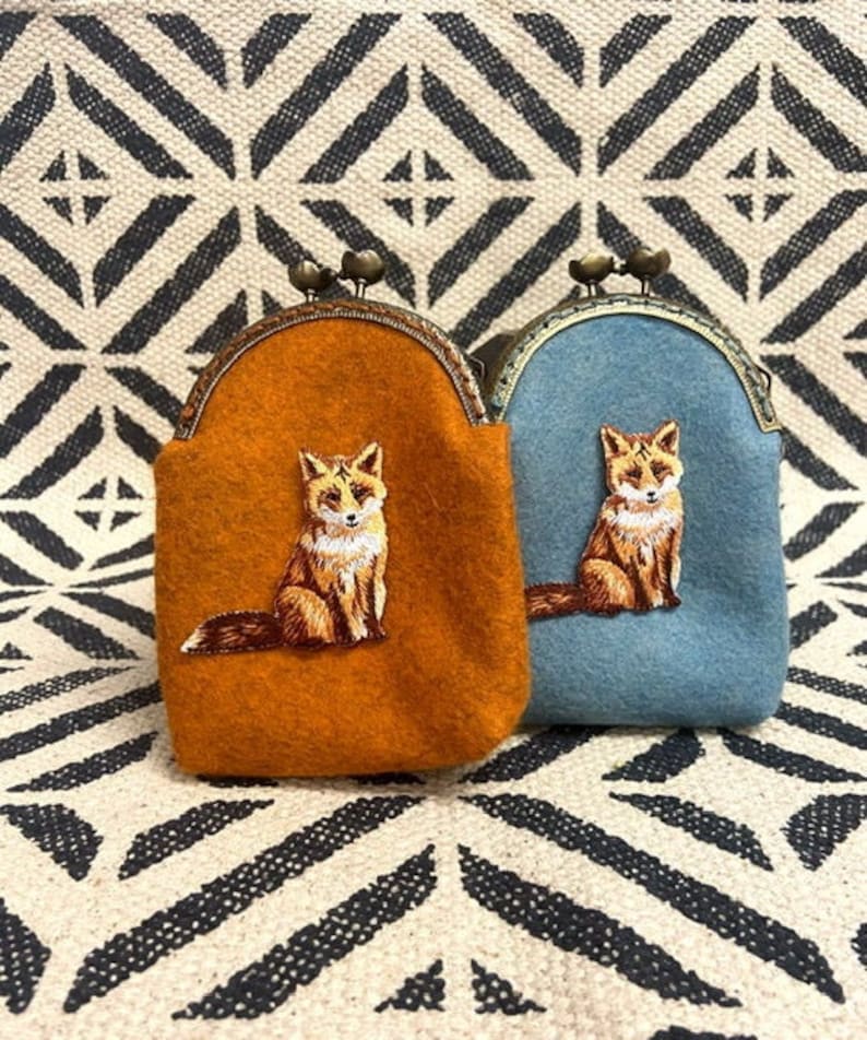 Hand Crafted Coin Purse/ Embroidery Fox Coin Purse / Gifts for Her image 1