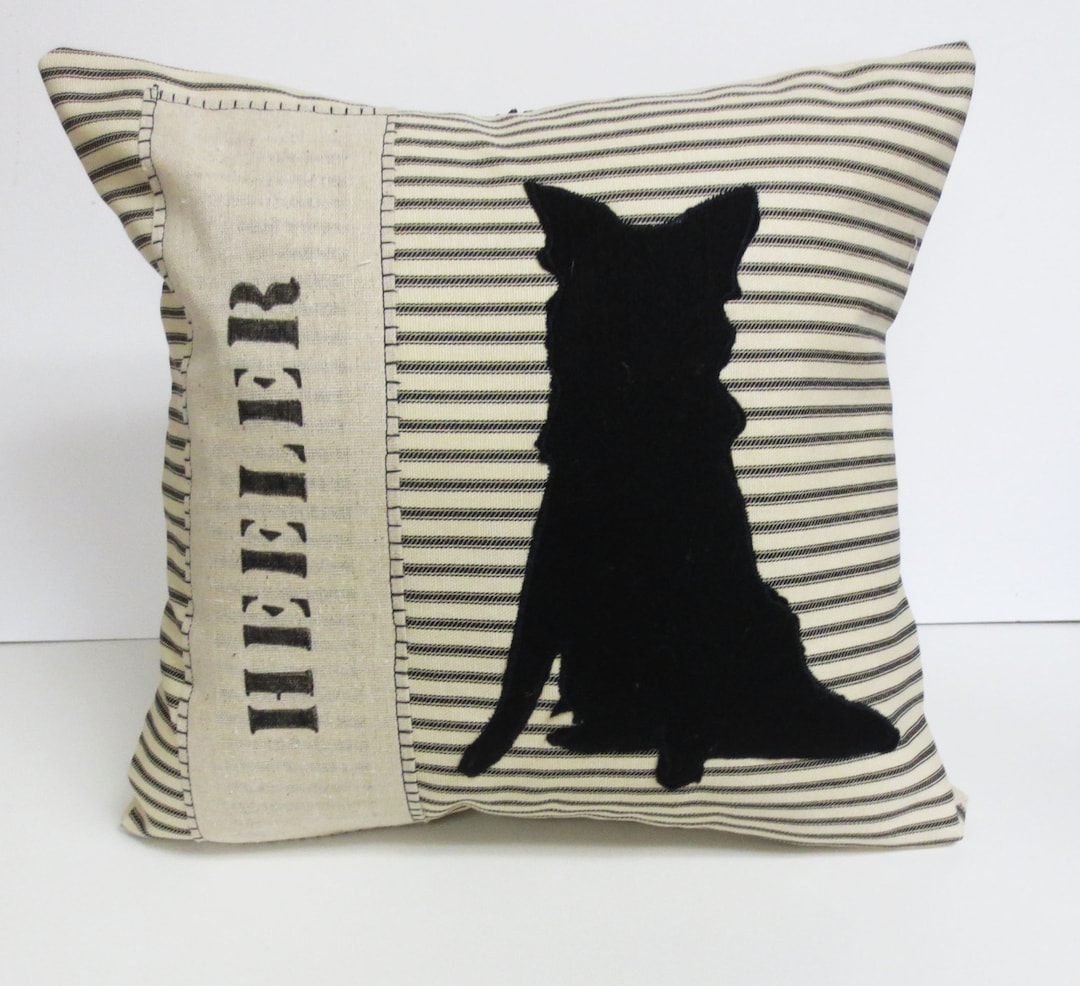 Heeler Felt Silhouette Pillow, Australian Cattle Dog Silhouette Pillow