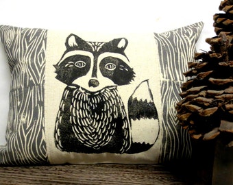 Raccoon Pillow // Woodland Raccoon Pillow // Woodland Nursery Pillow / Baby Gift