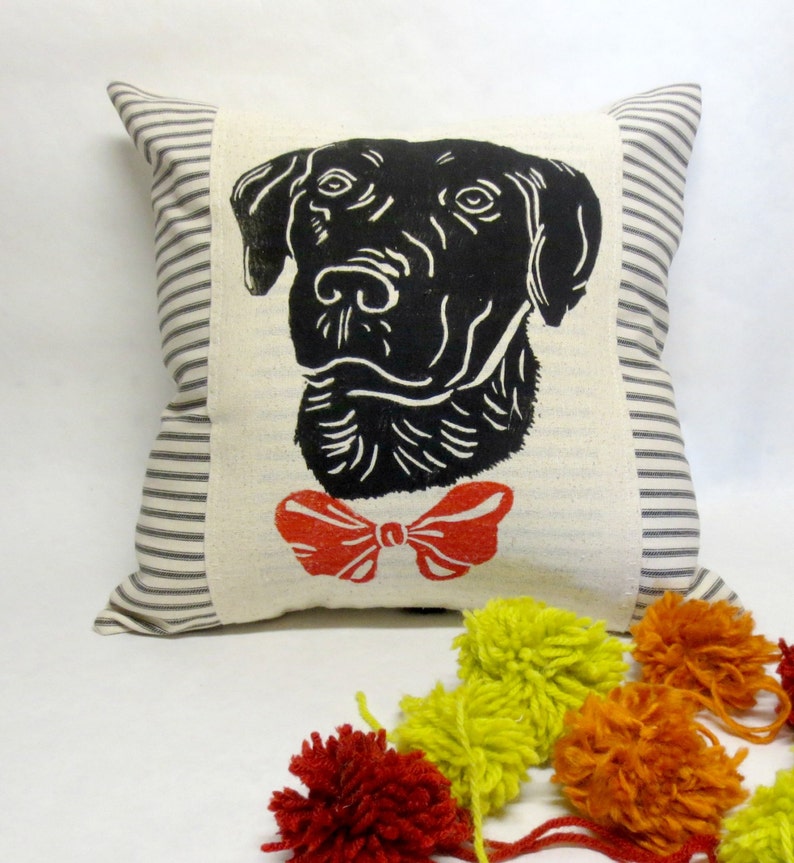 Black Lab Pillow Labrador Retriever Black Lab Print Decorative Pillow, Lab Dog Printed Pillow, Pet Portrait Print Pillow, Birthday Gift image 1