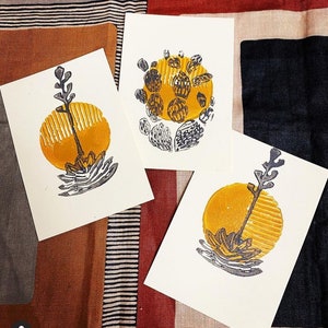 Lot de 4 cartes de succulentes cactus du désert imprimées à la main