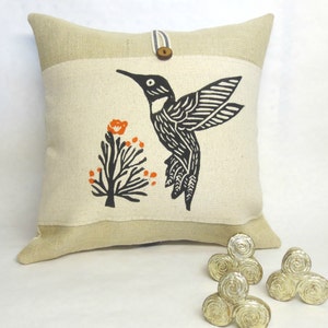 Hummingbird Pillow, Decorative Hummingbird Bird Print Pillow, Home Decor