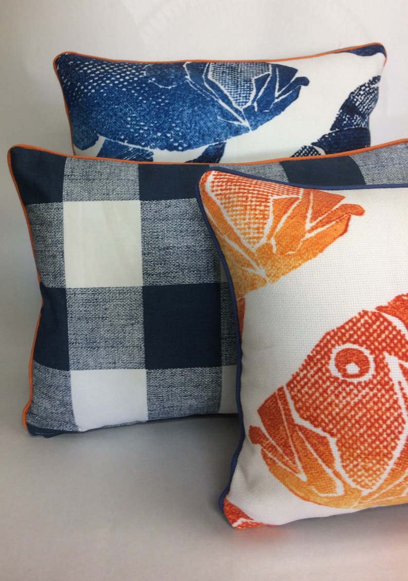 Blue and White Buffalo Check Pillows Blue and White Gingham Etsy