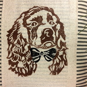 Hand Block Print Cocker Spaniel Pillow Cover: Ticking Stripe Accent Pillow image 4