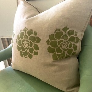 Succulent Cactus Print Linen Pillow image 7