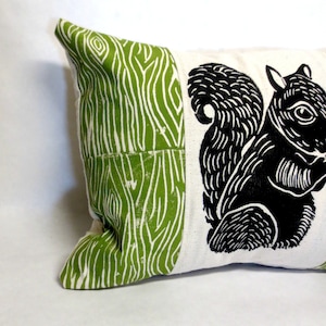 Squirrel and Wood Print Pillow Woodland Squirrel and Wood Grain Print Pillow image 2