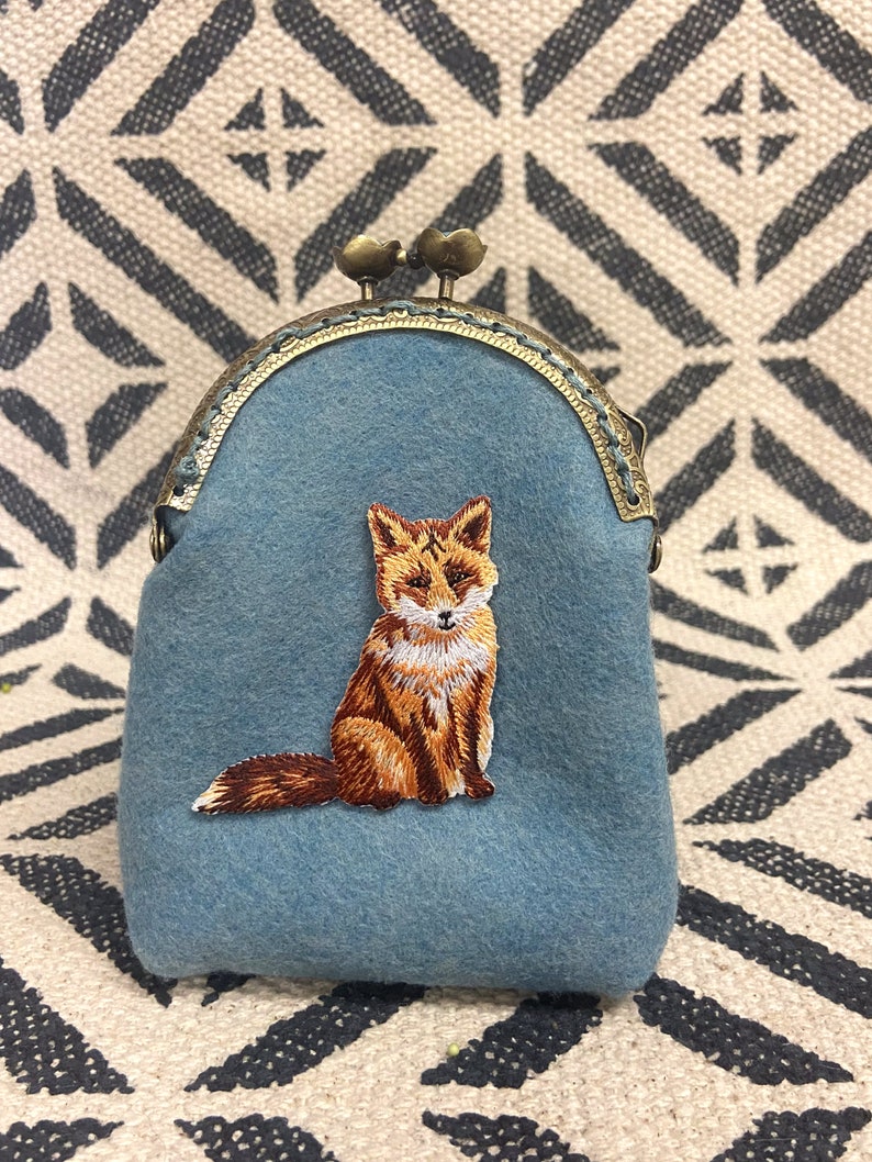 Hand Crafted Coin Purse/ Embroidery Fox Coin Purse / Gifts for Her image 4