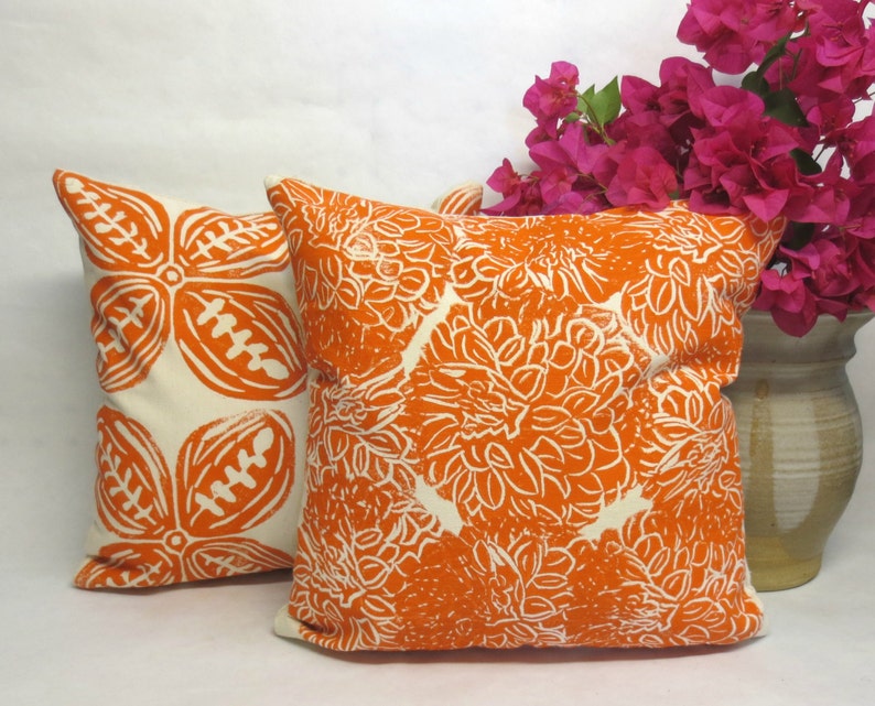Orange Tribal Print Pillow Decorative Orange Tribal Print Etsy