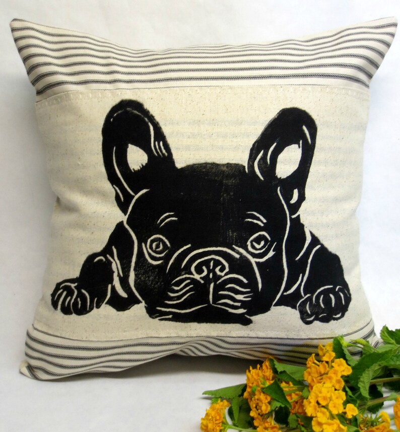 French Bulldog Pillow, Decorative Pillow, Frenchie Dog Pillow, Frenchie Pillow, French Bulldog Decor, Gift Idea, Birthday Gift Idea image 3