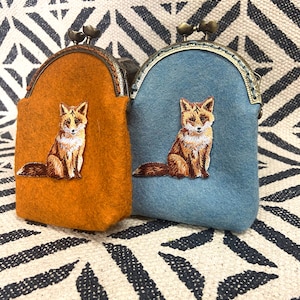 Hand Crafted Coin Purse/ Embroidery Fox Coin Purse / Gifts for Her image 3