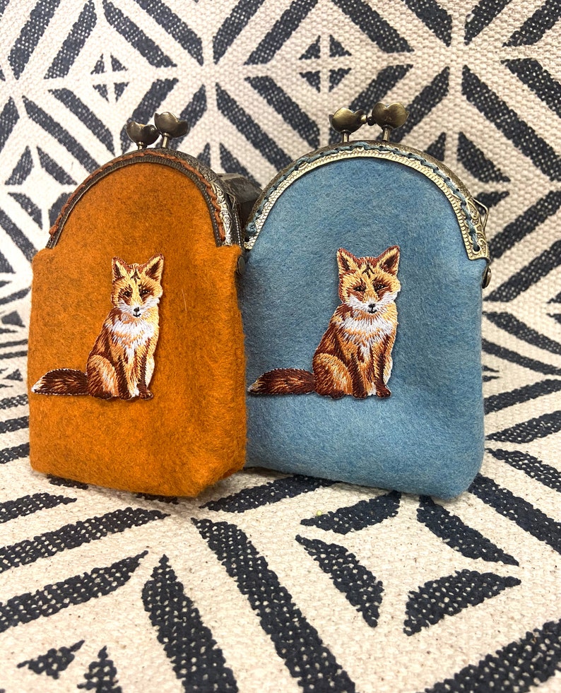 Hand Crafted Coin Purse/ Embroidery Fox Coin Purse / Gifts for Her image 3