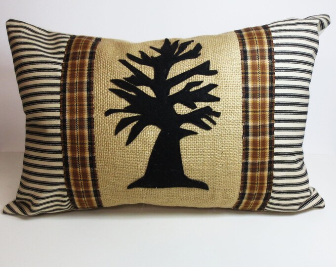 Felt Tree Applique Kidney Pillow Decorative Throw Pillow Etsy