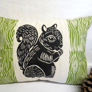 Squirrel and Wood Print Pillow Woodland Squirrel and Wood Grain Print Pillow image 3