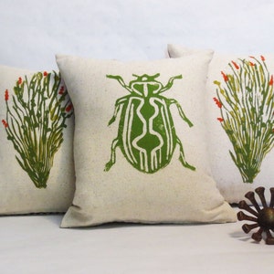 Hand Block Printed Beetle Insect Pillow / s Day Gift image 4
