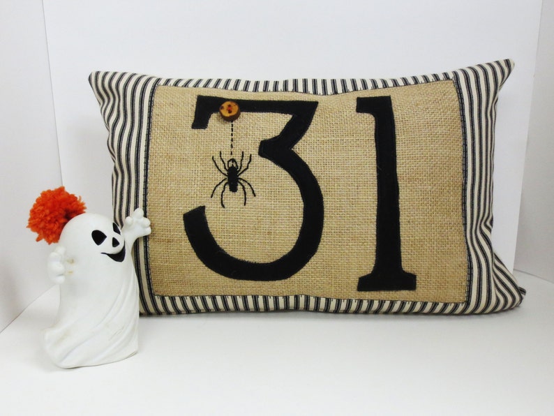 Halloween Spider Kidney Pillow poly Burlap Pillow Lumbar Pillow image 1