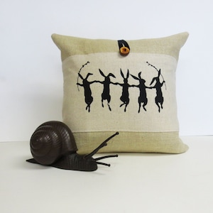 Rabbit Print Pillow: Poly Burlap Woodland Accent Pillow