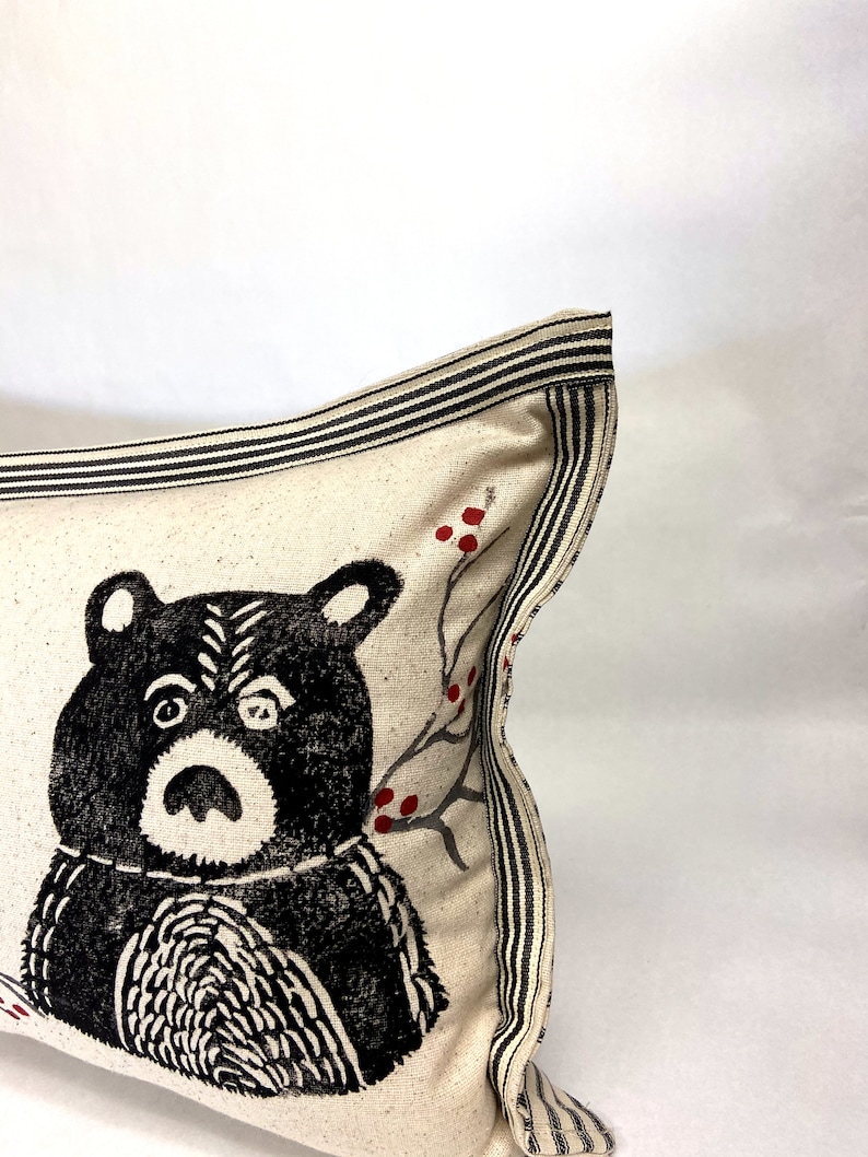Woodland Bear and Fox Print Kidney Pillow Decorative Bear Etsy