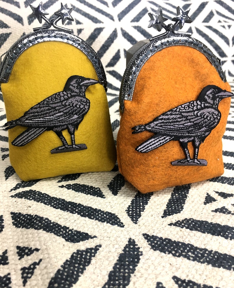 Hand Crafted Coin Purse/ Raven Crow Coin Purse / Gifts for Her image 1