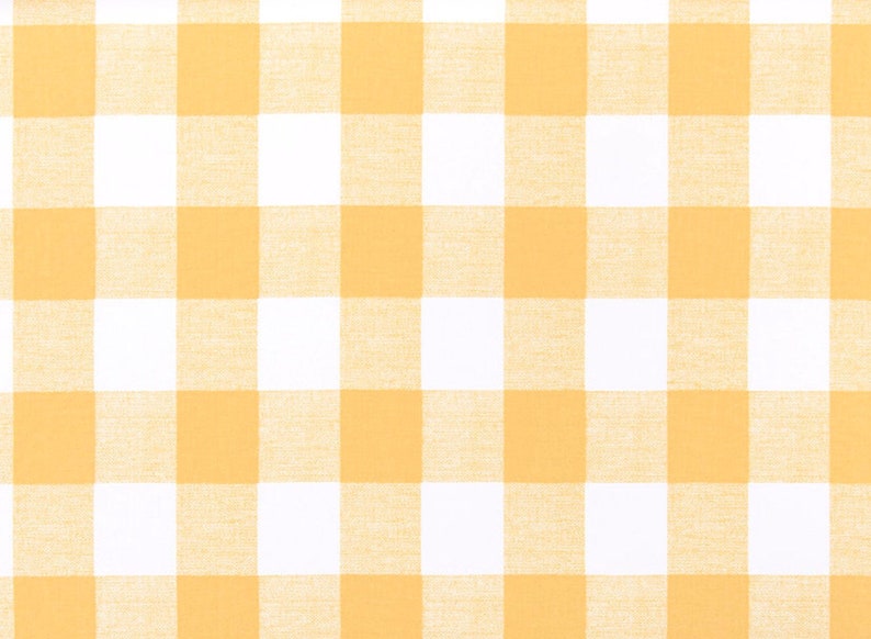 May include: A yellow and white checkered fabric with a subtle texture.