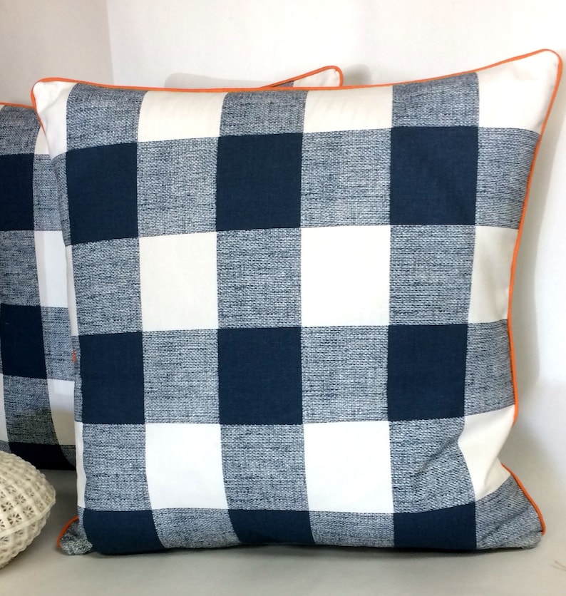 Blue and White Buffalo Check Pillows Blue and White Gingham Etsy