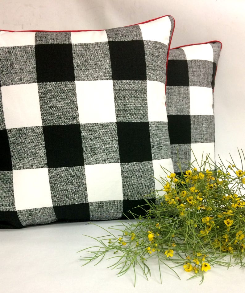 Your Choice of Color Buffalo Check Pillow // Black and White Buffalo Check Pillow Cushion // Sold Individually / Birthday Gift /s Day Gift image 3