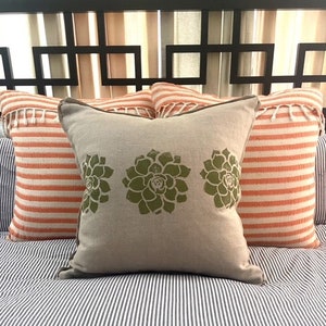 Succulent Cactus Print Linen Pillow image 4