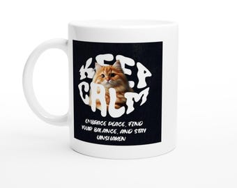 Mug Keep Calm White 11oz Ceramic Coffee Cup Funny Tea Gift Office Desk Drinkware