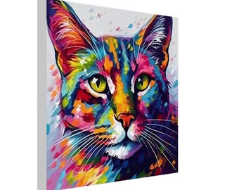 Wall Art Cute Kitty Love Canvas 30x30 cm | Cat Decor for Home, Office & Nursery | Adorable Animal Print Gift