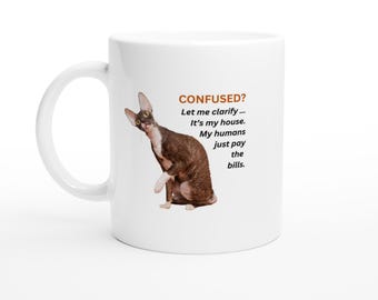 Sarcastic Cat Mug - Confused? Let me Clarify Cat White 11oz Ceramic Mug