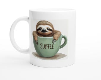 Sloffee Sloth White 11oz Ceramic Mug