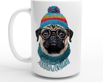 Pug Dog White 15oz Ceramic Mug for Pug Lovers Everywhere to Sip and Enjoy