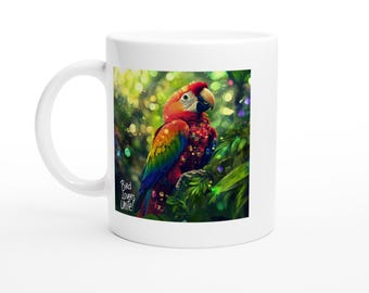 Bird Lovers Unite! White 11oz Ceramic Parrot Mug