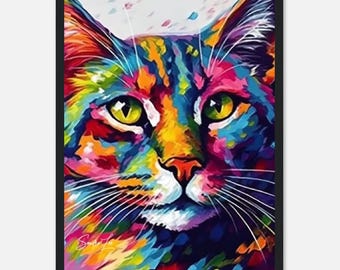 Love Kitty Wooden Framed Poster, Premium Matte Paper Wall Art, Cute Cat Decor Gift for Cat Lovers, Modern Home Decoration, 8x10 inch