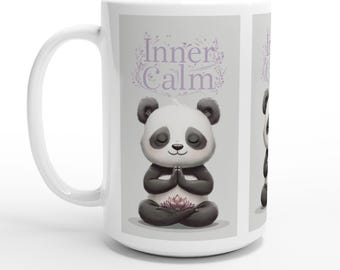 Inner Calm Panda White 15oz Ceramic Mug Is the Perfect Gift for Animal Lovers Everywhere!