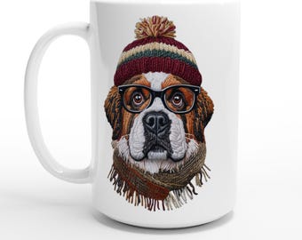 Saint Bernard Dog White 15oz Ceramic Mug for Saint Bernard Lovers Everywhere