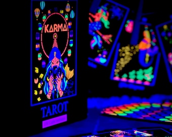 Siren Tarot UV Reactive | Tarot Glow in the Dark | Blacklight Tarot Cards | Luxury Card Set | Blacklight Cards | Mermaid Tarot | Spiritual